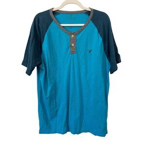 American Eagle T Shirt Size Large Classic Fit Legend T Raglan Sleeve Henley Tee